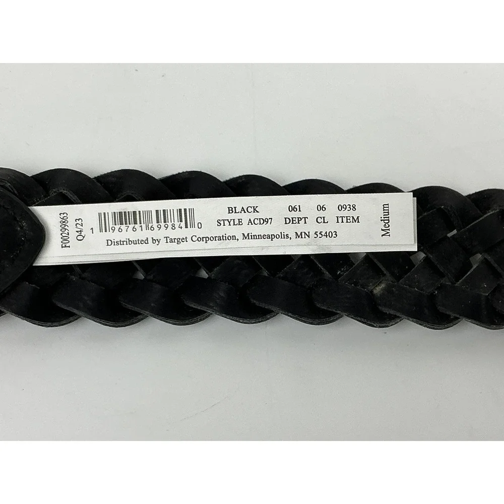 Universal Thread Black‎ Braided Belt Size Medium Stretch Woven Casual